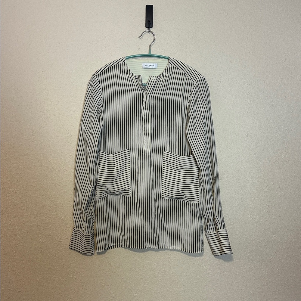 Altuzarra Long‎ Sleeve Silk Big Pocket button down shirt Size Small